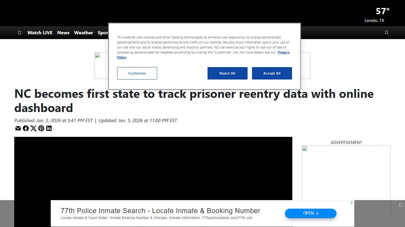 NC becomes first state to track prisoner reentry data with online dashboard